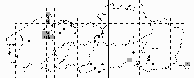 Kaart 14: Veldspitsmuis - Crocidura leucodon (1986-1997)