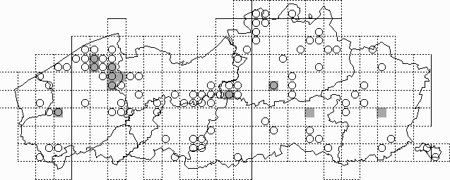 Kaart 57: Hermelijn - Mustela erminea (1986-1997)