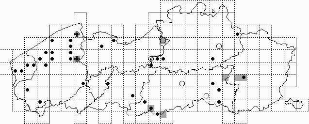 Kaart 12: Waterspitsmuis - Neomys fodiens (1986-1997)